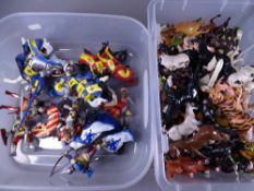 BRITAIN'S & OTHER FARMYARD ANIMALS and a quantity of knights in armour on horseback, mainly