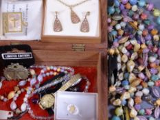 CLOGAU GOLD EARRINGS & NECKLACE SET with vintage and later costume jewellery, the pendant earrings