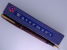 WATERMAN - Vintage (1940s) Brown Waterman No.502 fountain pen with gold plated trim and a 14ct