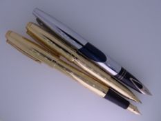 SHEAFFER - 1997-2008 Fluted 22ct Gold Plated Sheaffer Prelude fountain pen and ballpoint set with
