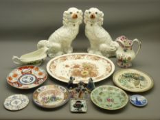 SPODE JUG, STAFFORDSHIRE DOGS, IMARI PLATE, FAMILLE VERTE PLATE and other assorted china items