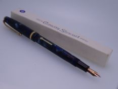 CONWAY STEWART - Vintage (1950s) Blue Marble with Brown Veins Conway Stewart No. 12 fountain pen