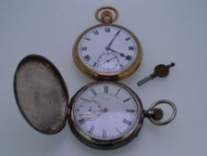TWO GENTLEMEN'S VINTAGE POCKET WATCHES to include a silver cased Full Hunter, the Roman numeral