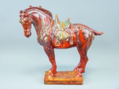 ROYAL DOULTON FLAMBE - Archives Burslem Artwares Tang Horse BA25 in oriental sung glaze, Limited