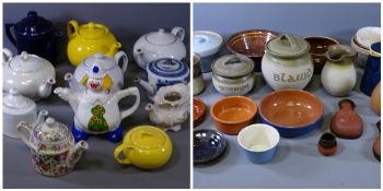 VINTAGE & LATER TEAPOT COLLECTION including an early blue and white example having later additions