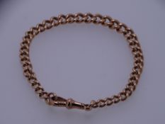 A 9CT ROSE GOLD ALBERT CHAIN BRACELET with snap link, 16grms