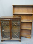 TWO REPRODUCTION MAHOGANY EFFECT BOOKCASES to include a large open example, 157.5cms H, 93cms W,