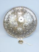 PERSIAN STYLE WHITE METAL CIRCULAR SHIELD, 38cms D (AF)