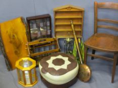 VINTAGE & LATER OCCASIONAL FURNITURE BUNDLE including a leather effect pouffe, two small display