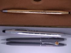 CROSS - 3 Vintage Cross Classic Century Mechanical Pencils: 2 Matte Grey with Chrome Trim - 1 with