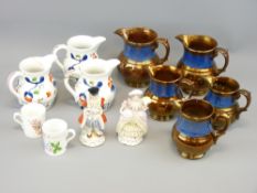 VICTORIAN COPPER LUSTRE, Gaudy Welsh jugs, a quantity ETC