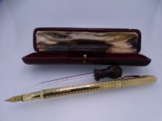 SWAN MABIE TODD - Vintage (late 1910s-early 1920s) Engine turned Chevron patterned Gold coloured