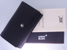 MONTBLANC - Black Montblanc leather key case. In original box with leaflet. Unused