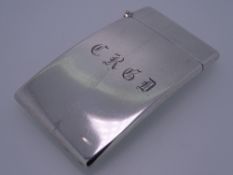 SILVER CALLING CARD CASE, plain curved bearing initials, London 1903, 1.8ozs