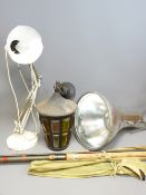 EXTERIOR/INTERIOR LIGHTING, 3 items and a Hardy's fishing rod in canvas carry case
