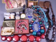 VICTORIAN & LATER JEWELLERY & COLLECTABLES including two lady's compacts, Lorus and Accurist wrist