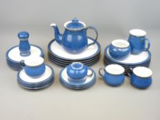 DENBY STONEWARE TABLE CROCKERY, 31 pieces in Imperial Blue including a lidded teapot