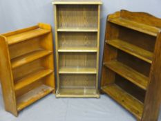 TWO VINTAGE & ONE REPRODUCTION OAK BOOKCASES, 55, 61 and 76cm widths respectively