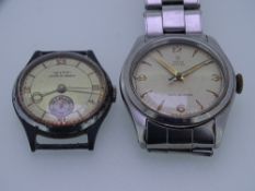 VINTAGE TUDOR OYSTER SHOCK-RESISTING STAINLESS STEEL WRIST WATCH on expanding Rolex strap and a '