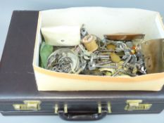VINTAGE CLOCK, CABINET and other key collection with a leather effect gentleman's briefcase