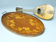 VINTAGE MANDOLIN and an Edwardian inlaid oval two-handled tray