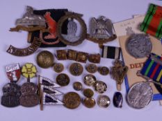 WWII MEDALS, badges and buttons, a mixed quantity to include 1939-1945 Defence Medal, unmarked,