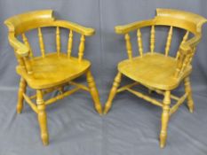 MODERN SMOKER'S BOW ARMCHAIRS, a pair, 78cms H, 62cms W, 42cms seat depth