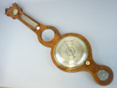 EARLY 19TH CENTURY BANJO BAROMETER WITH THERMOMETER, mahogany cased with boxwood stringing
