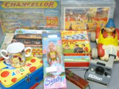 VINTAGE & LATER TOYS & COLLECTABLES to include a boxed Cindy Princess Mermaid, Noddy tin lunch box