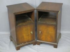 MAHOGANY BEDSIDE CUPBOARDS, a pair, 69.5cms H, 37cms W, 37cms D