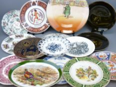 DECORATIVE WALL PLATES including Booths pierced edge Peony and a 35cms D Doulton Dickens ware