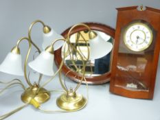 VINTAGE & MODERN HOUSEHOLD GOODS to include a mahogany effect wall clock, stylish table lamps and