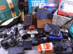 VINTAGE & LATER CAMERAS & ASSOCIATED EQUIPMENT to include a Pentax K1000 and a MZ/5N both with carry