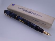 CONWAY STEWART - Vintage (1950s) Blue Hatch Conway Stewart No. 28 fountain pen with gold trim and
