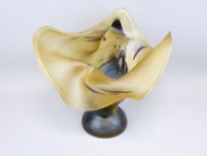 MOTTLED GLASS ART FORM VASE, 29cms H