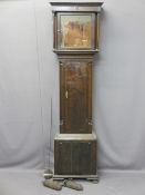 18TH CENTURY OAK LONGCASE CLOCK CARCASS, reputedly Watkin Owen of Llanrwst, square hood with