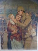 R HEDLEY print - Boar War scene 'The Reservist's Return', 70 x 55cms