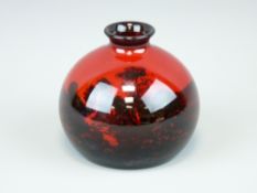 ROYAL DOULTON FLAMBE - short necked bulbous vase, 9cms H