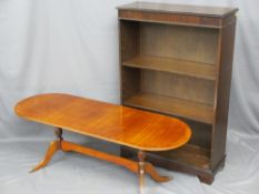 TWO REPRODUCTION FURNITURE ITEMS to include a mahogany bookcase with adjustable interior shelves,