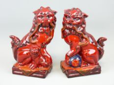 ROYAL DOULTON FLAMBE - Archive Burslem Artwares, a pair of sung glazed Qinghai Fu Dogs BA34 and