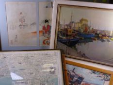 PAINTINGS & PRINTS - Japanese triptych, maritime, Vernon Ward ETC, an assortment