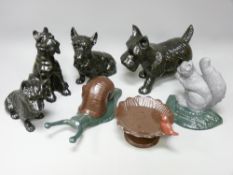 REPRODUCTION CAST IRON SCOTTY DOG & OTHER ANIMAL ORNAMENTAL FIGURES