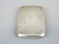 BIRMINGHAM 1904 CHASE DECORATED SILVER CIGARETTE CASE, maker Joseph Gloster, 2.7 troy ozs