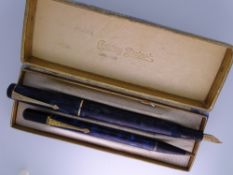 CONWAY STEWART - Vintage (1940s-50s) Blue Marble Conway Stewart No.759 fountain pen and matching '