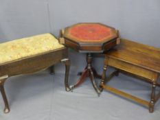 VINTAGE & REPRODUCTION OCCASIONAL FURNITURE, three items to include a box seat piano stool, a