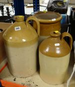 THREE VICTORIAN STONEWARE VESSELS including two large flagons (3)