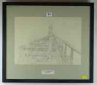 RICHARD O'CONNELL pencil on paper - 'West Pier Light Beacon, Swansea Docks', signed and dated