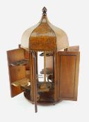 VICTORIAN MAHOGANY & OAK OCTAGONAL SMOKER'S COMPANION , 36cms high