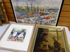 LATE 19TH CENTURY SCHOOL oil on canvas - Toby jug and figurine, signed with initials LM, 43 x 39cms,