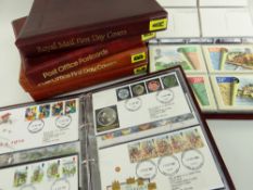 ASSORTED POST OFFICE FIRST DAY COVERS & POSTCARDS in six Royal Mail folders and loose packet